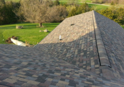 Close-up of a roof in Johnston after storm damage repair.